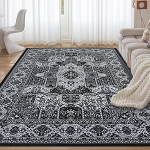 Acekool Modern Geometric Trellis Washable Area Rug, Non-Slip Low-Pile Indoor Carpet for Living Room, Bedroom, Dining Room, Office - 1 of 4