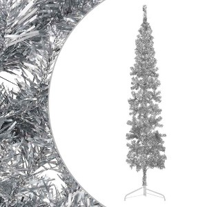 vidaXL Christmas Tree Decoration Slim Artificial Half Xmas Tree with Stand - Silver 94.5" - 1 of 4