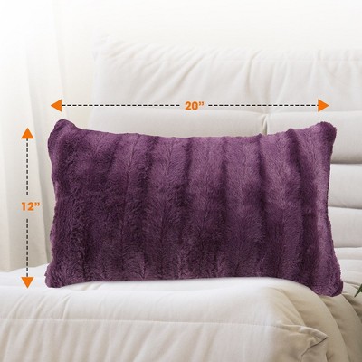 Luxurious Purple Faux Fur Rectangular Throw Pillow Set