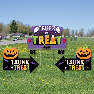 Big Dot of Happiness Trunk or Treat - Halloween Car Parade Party Yard Sign with Stakes - Double Sided Outdoor Lawn Sign - Set of 3 - 1 of 4