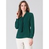 INSPIRE CHIC Women's Long Sleeve Pleated Tie Neck Office Blouses - 4 of 4