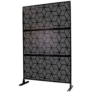 Grungis 76" H×48" W Freestanding Privacy Fence with Geometric Openwork Pattern,Outdoor Privacy Screen for Balcony,Patio,Garden - 1 of 4