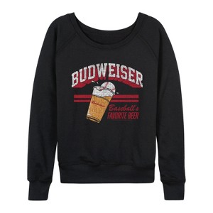Women's - Budweiser - Budweiser Cup Baseball Lightweight French Terry Wide Neck Long Sleeve Graphic Shirt - 1 of 4