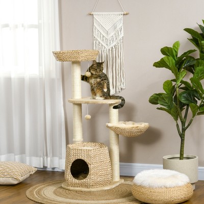 Natural Sisal Multi-Level Cat Tree with Hanging Balls