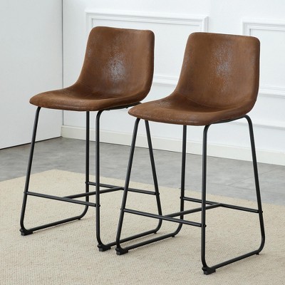 Dolonm Set of 2 Modern Bar Stools, 17.7x14.5x37 Inches, Minimalist Kitchen & Bar Stools with Footrest