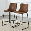Sapphtopaz Modern Bar Stools Set of 2 Upholstered Armless Backrest Dining Chairs with Footrest Counter Chair for Kitchen Island, Living Room - 2 of 4