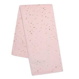 Lambs & Ivy Ballerina Baby Pink with Gold Stars 2-Sided Soft Baby Blanket - 1 of 4