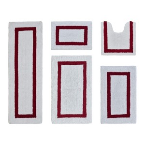 Hotel 5 PC Bath Rug 100% Premium Cotton Tufted Weave Two Tone Reversible Bathroom Rug, Super Soft Absorbent, Machine Washable Bath Mat - 1 of 4
