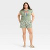 Women's Stitch Short Sleeve Graphic Baby T-Shirt - Green - 3 of 3