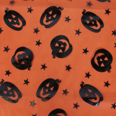 Northlight 55" x 47" Halloween Pumpkin and Stars Table Cloth - Orange/Black