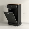 Kitchen Tilt Out Trash Bin Cabinet Free Standing Recycling Cabinet Trash Can Holder With Drawer - 3 of 4