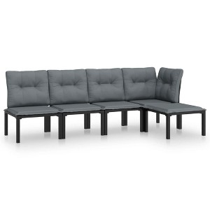 vidaXL Patio Lounge Set Sofa for Garden Lawn Black and Gray Poly Rattan - 1 of 4