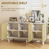 Sideboard Buffet Cabinet, Kitchen Cabinet, Coffee Bar Cabinet with 3 Rattan Doors and Adjustable Shelves, White and Natural - 4 of 4