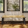 59" Farmhouse Solid Wood Rattan Bench, Dining Benche, Entryway Bench, Rustic Seating for Living Room, Bedroom-Maison Boucle - 2 of 4