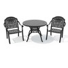 3-Piece Cast Aluminum Outdoor Dining Set with Blue Cushions, Round Table & Stackable Chairs - for Patio, Backyard - 3 of 4