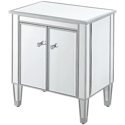 Elegant Silver Mirrored Two-Door Freestanding Cabinet
