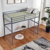 MAYEERTY Twin Size Metal Loft Bed, Loft Bed Frame with Safety Guard Rails & Flat Ladder, for Kids Teens Adults, Gray - 2 of 4