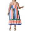 Agnes Orinda Women's Plus Size Adjustable Straps Striped Midi Summer Cami Sundress - 4 of 4