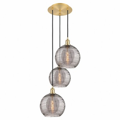 Athens Deco Swirl - 3 Light Cord Hung Multi Pendant In Industrial Style-35.63 Inches Tall and 16.5 Inches Wide