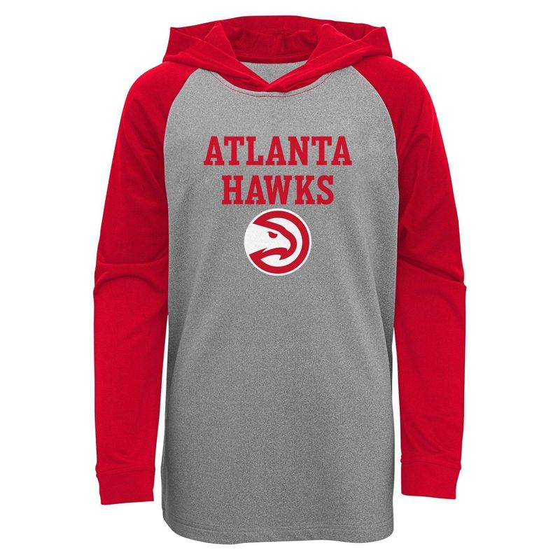 NBA Atlanta Hawks Youth Gray Long Sleeve Light Weight Hooded Sweatshirt, 1 of 2