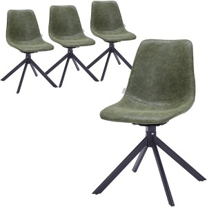 LeisureMod Markley Swivel Leather Dining Side Chair with Durable Iron Legs – Comfortable Accent Chair for Kitchen, Dining Room, or Office Set of 4 - 1 of 4