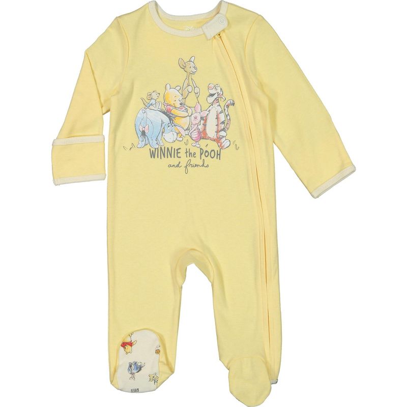 Disney Winnie the Pooh,Lion King,Pixar Monsters Inc.,Princess Baby Sleep N' Play Coverall Bib Blanket and Burp Cloth 4 Piece Outfit Set Newborn , 3 of 9