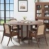 PexFix 60" x 60" Farmhouse Kitchen Dining Room Table Furniture Round Walnut Kitchen Table with Rattan Woven Legs for Kitchen Bar Living Room - 2 of 4