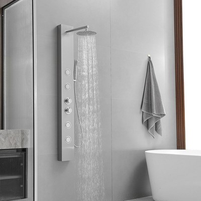 Nickel Chrome Multi-function Shower Panel with Adjustable Head