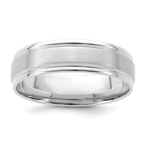 Black Bow Jewelry 6mm 14K White or Yellow Gold Brushed Standard Grooved Comfort Fit Band - 1 of 4