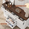 Farmhouse Buffet Cabinet, Sideboard Storage Cabinet with 5 Drawers and Sliding Barn Doors - 4 of 4