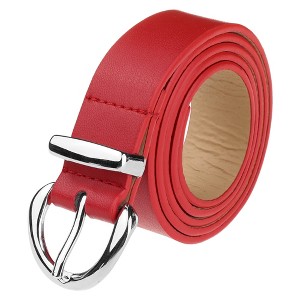 INSPIRE CHIC Women Faux Leather 1.0" Wide Waist Belts with Silver Buckle for Jeans Pants Dresses - 1 of 4