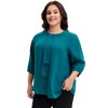 Women's Plus Size Tie Crew Neck 3/4 Ruffle Sleeves Work Office Chiffon Blouses - Agnes Orinda - 2 of 4
