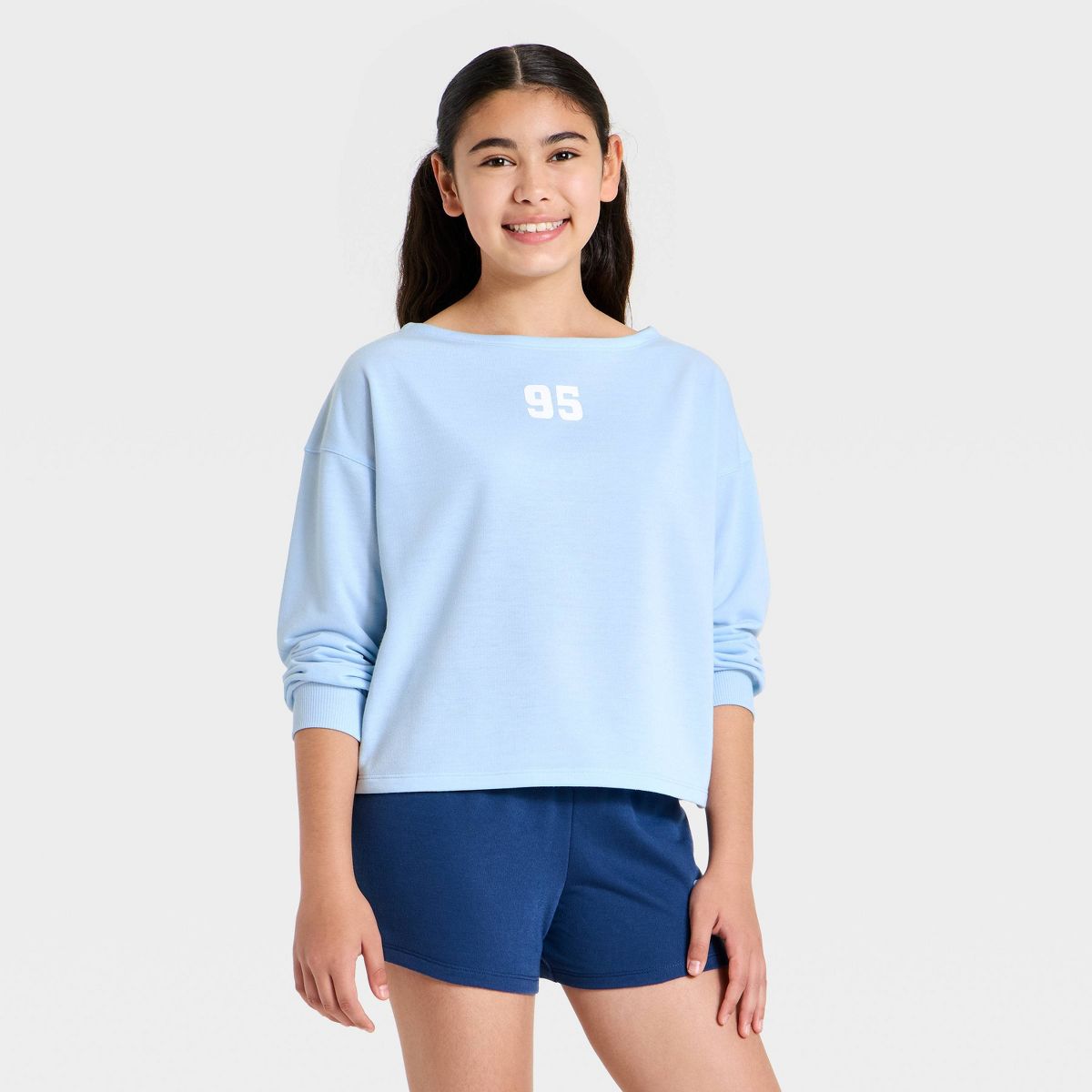 Girls' "95" Sweatshirt Pajama Top - art class™ Blue