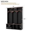 INFURNIC Decorative Storage Cabinets Farmhouse Wooden Hall Tree with Bench Hooks and 7 Cubbies for Entryway, Black, 59"*15.7"*76.7" - 2 of 4