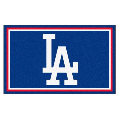 MLB Los Angeles Dodgers 4'x6' LA Logo Plush Area Rug - Blue