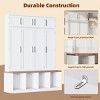 Farmhouse Hall Tree Bench with 4 Tall Hanging Cabinets, Hidden Hooks & Open Cubbies, 59"W × 15.7"D × 75"H Entryway Organizer-3irtyhousy - 3 of 4