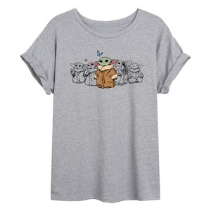 Women's - Star Wars - The Mandalorian Grogu Chest Oversized Graphic T-Shirt - 1 of 4