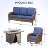 Buenhomino Patio Furniture Set with Fire Pit Table-High Back Outdoor Swivel Chairs Set with Thick Cushions Outdoor Patio Conversation Sets - 3 of 4