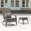 Wicker Adirondack Chair Fire Pit Chair w/ Ottoman & Cushions - 3 of 4