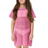 Girls Beach Cover Ups Short Sleeve Boho Crochet Beach Dress Lightweight Sweater Cover Ups for Girls Bathing Suits - 4 of 4
