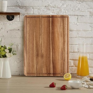 Acacia Wood Cutting Board 20x15x1.38inch - Durable, Eco-Friendly, Knife Friendly, Heavy Duty, Natural Wood - 1 of 4