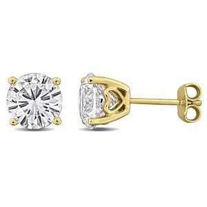 EVERLY JEWELRY | Yellow Plated Sterling Silver 4 4/5 CT TGW Created White Sapphire Solitaire Stud Earrings - 1 of 4