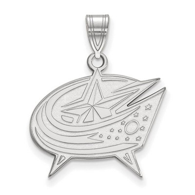 Black Bow Jewelry 14k White Gold Columbus Blue Jackets NHL Large Pendant