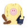 Simply Sage Market Women's  Garment Dyed Graphic Sweatshirt Pink Checker Smiley Face - 2 of 4