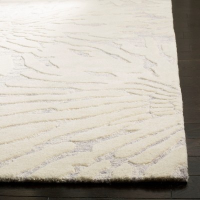 Hand-Tufted Silver and Ivory Wool Runner Rug 2'3" x 7'
