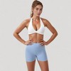 Anna-Kaci Active Women's Halter Neck Sports Bra with Ruched Front Detail Low Impact Stretch Fabric Removable Padding - Large, White - 2 of 4