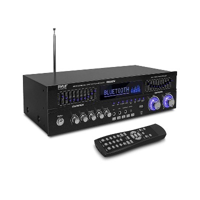 Pyle PREA86BTH Wireless Desktop Stereo Professional Hybrid Pre Amplifier Receiver with Bluetooth Connectivity and 9 Inputs, Black