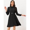 Allegra K Women's Work Long Sleeve Pleated Midi Shirt Dress - 3 of 4