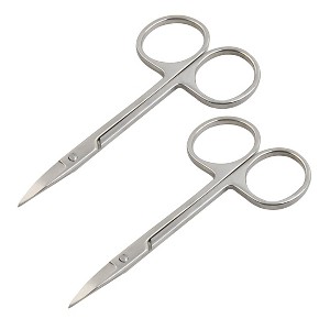 Unique Bargains 2pcs Stainless Steel Eyebrow Eyelash Trimmer Curved Edge Scissor Remover Tool - 1 of 4