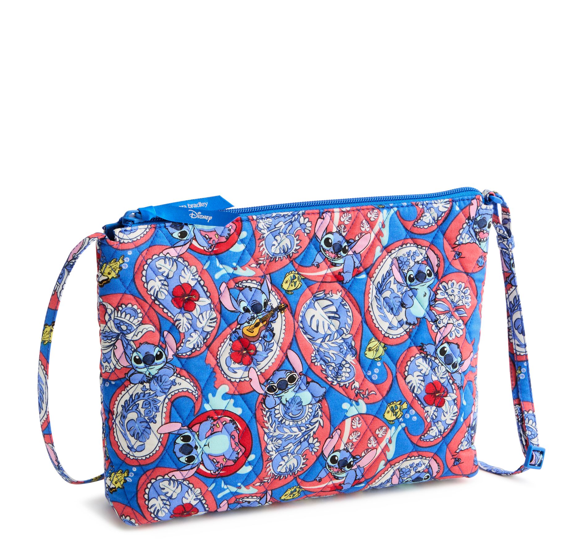 Vera Bradley Women's Disney Lilo and Stitch Cotton Large Hipster Crossbody Bag Stitch Monstera Paisley